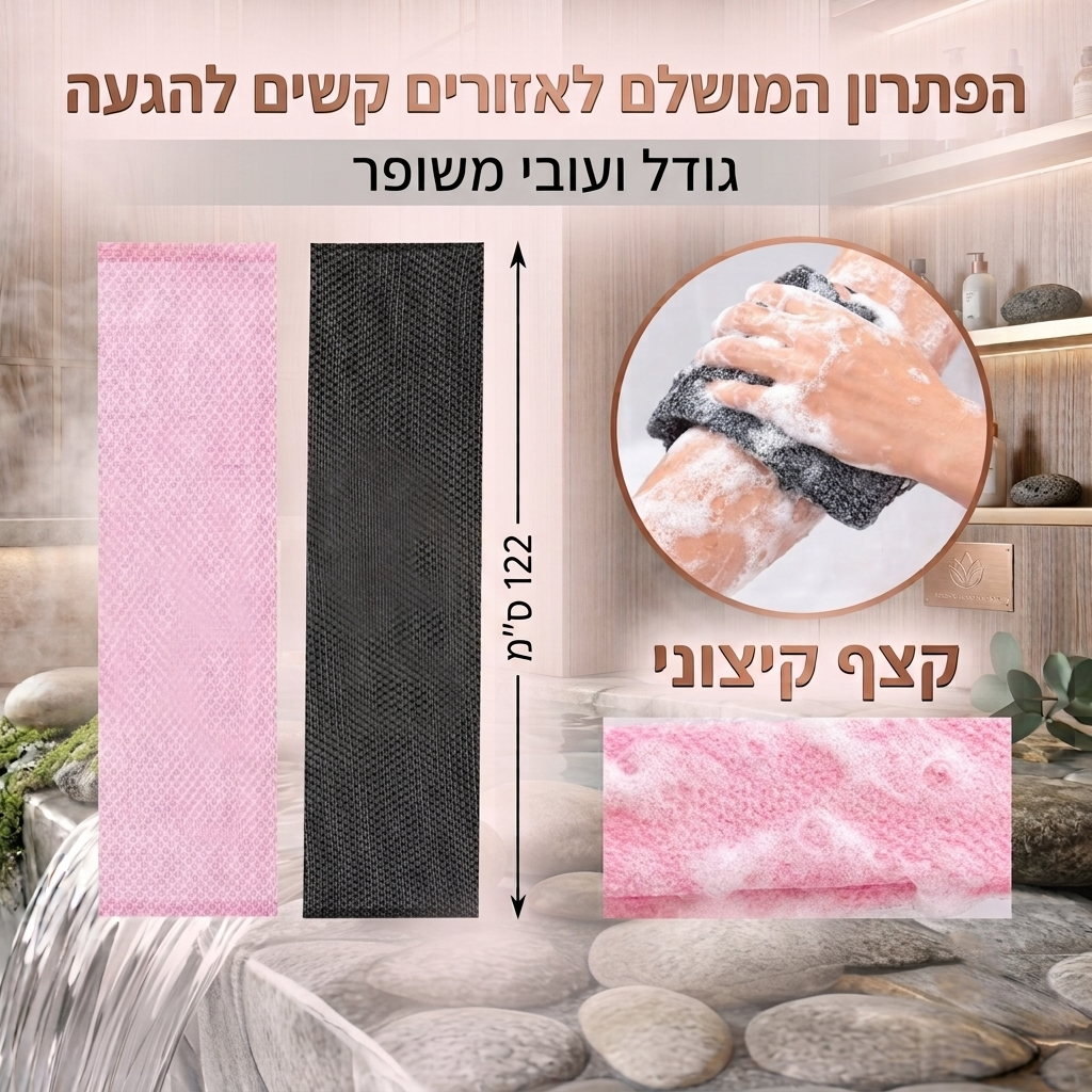 מגבת פילינג אנטי-בקטריאלית למקלחת