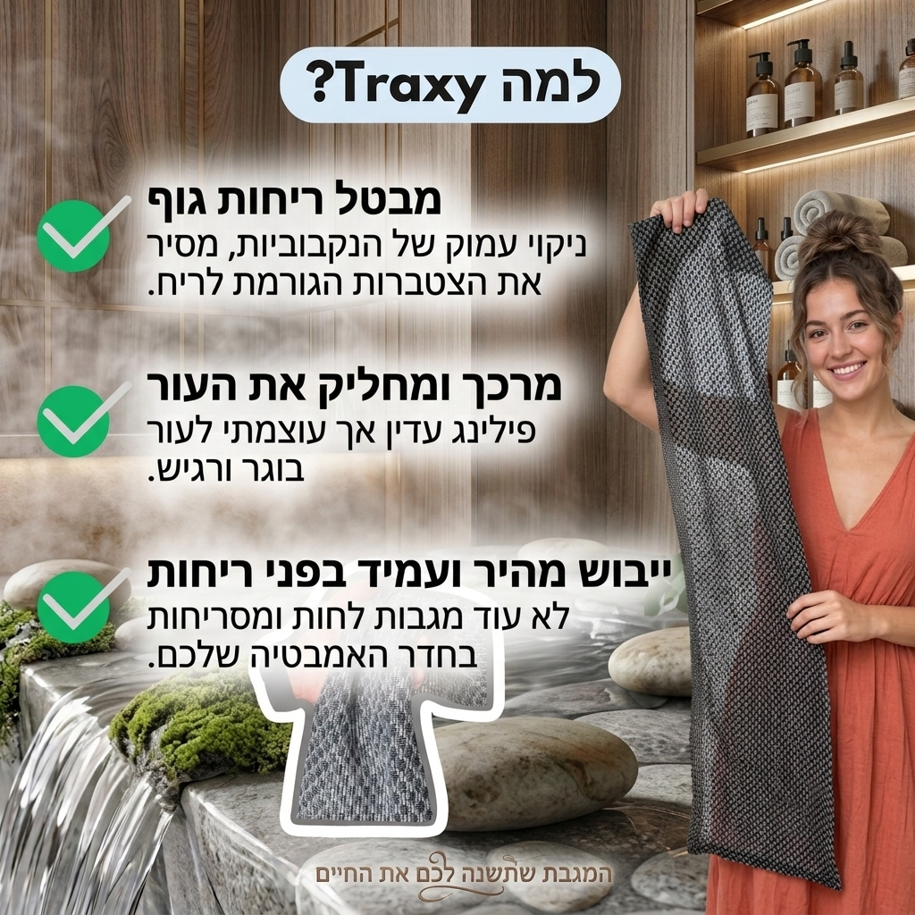 מגבת פילינג אנטי-בקטריאלית למקלחת